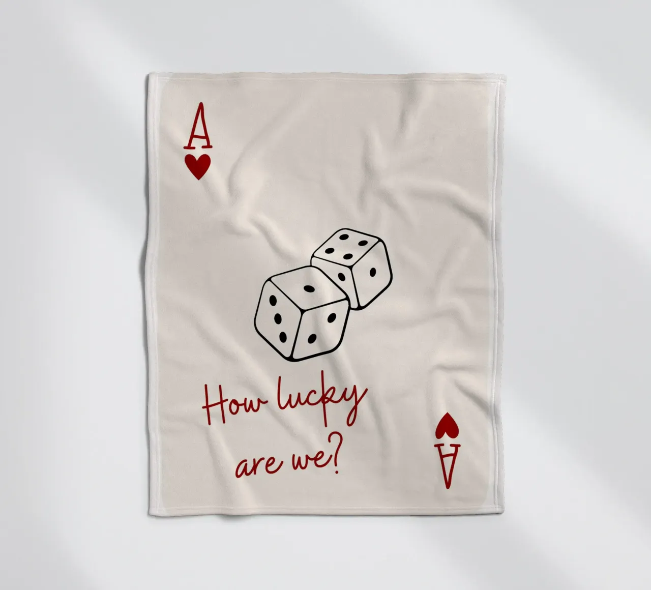 How lucky are we, quote and typography , ace card fleece blanket by pdigitalprints