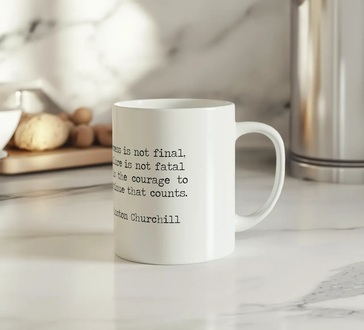 Success if not final, failure is not fatal. Courage quote ceramic mug by Summer Soul Co. - Quotes