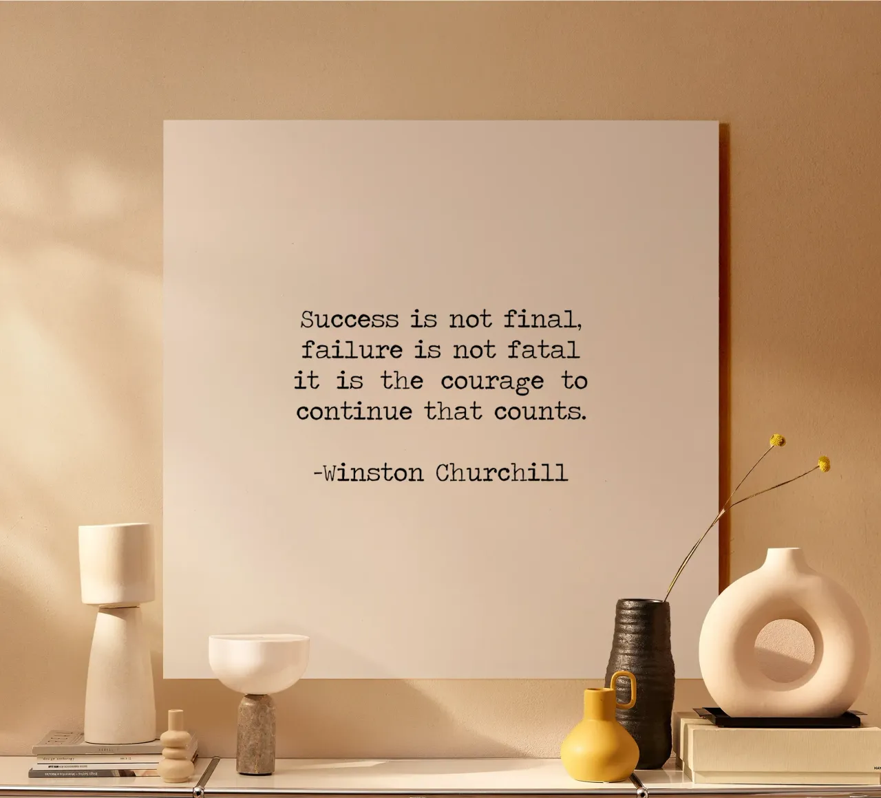 Success if not final, failure is not fatal. Courage quote acrylic glass by Summer Soul Co. - Quotes