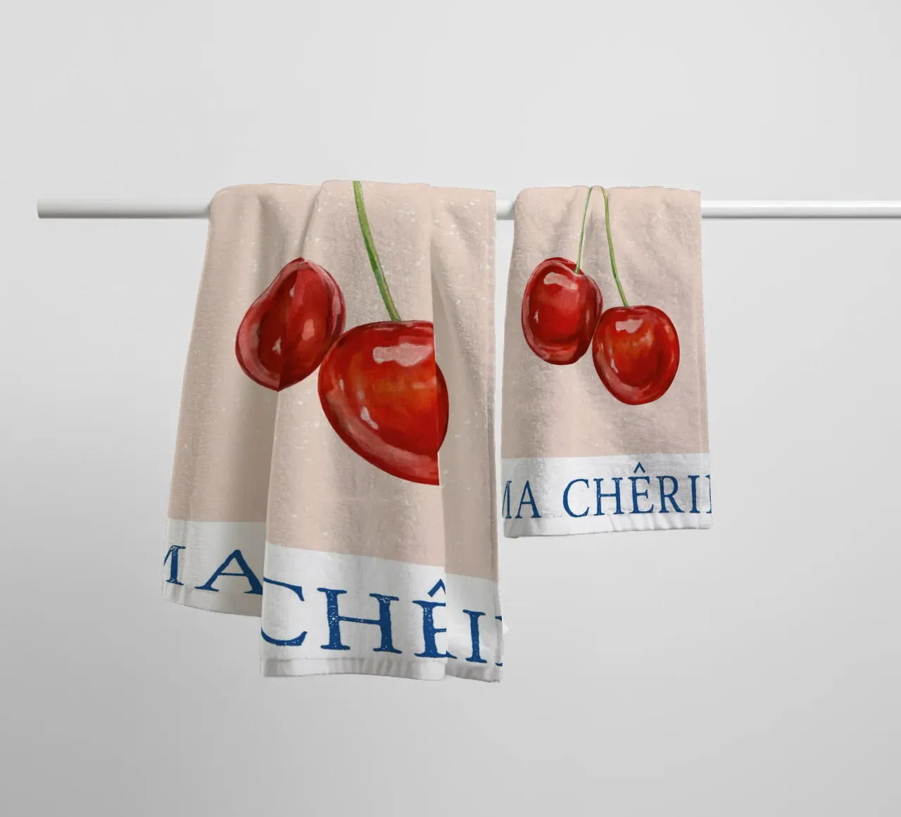 Ma Cherie, tipografia, ciliegia vintage , retrò asciugamano da bagno da pdigitalprints