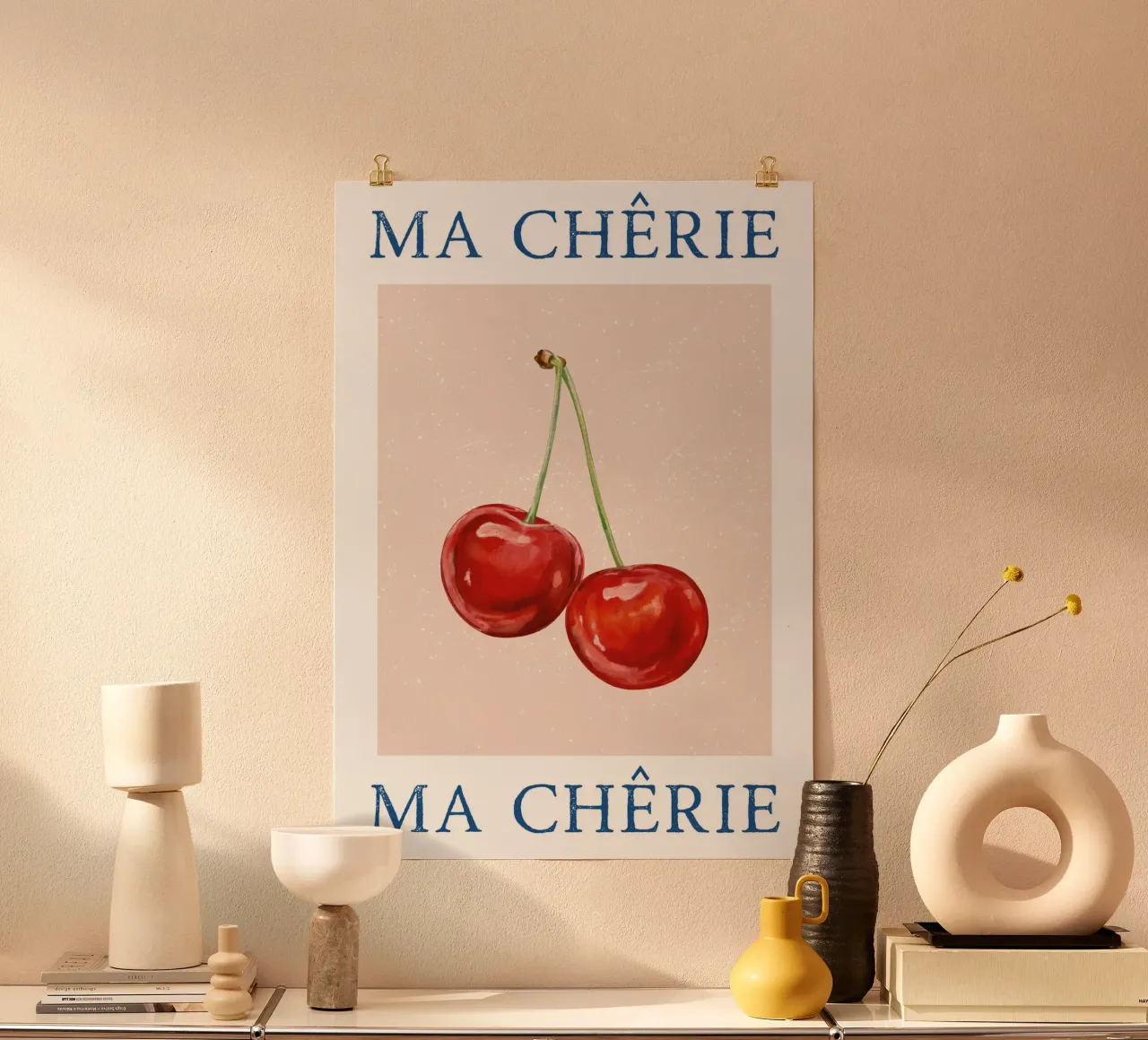 Ma Cherie, tipografia, ciliegia vintage , retrò carta hahnemühle da pdigitalprints