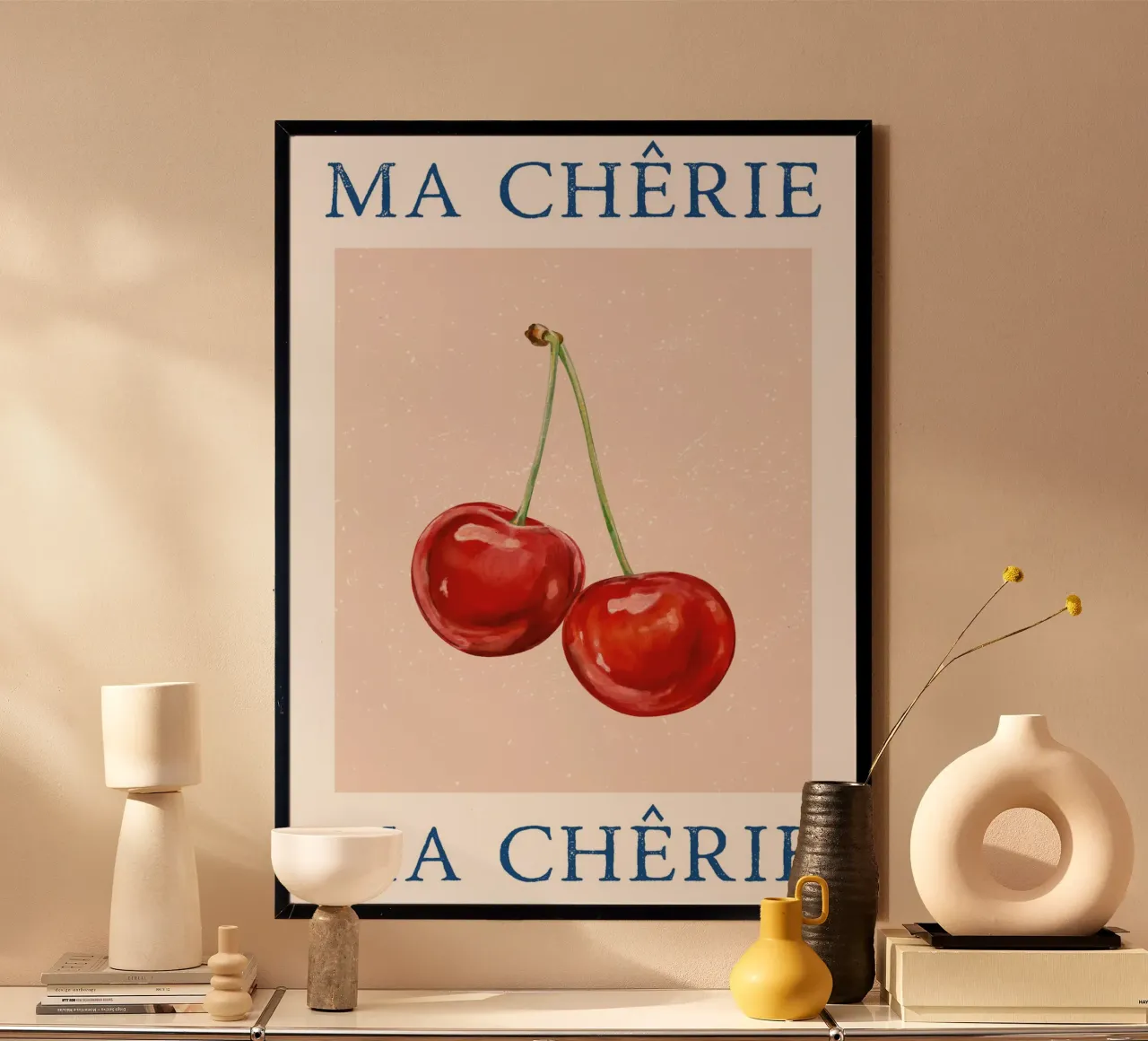 Ma Cherie, tipografia, ciliegia vintage , retrò carta hahnemühle da pdigitalprints