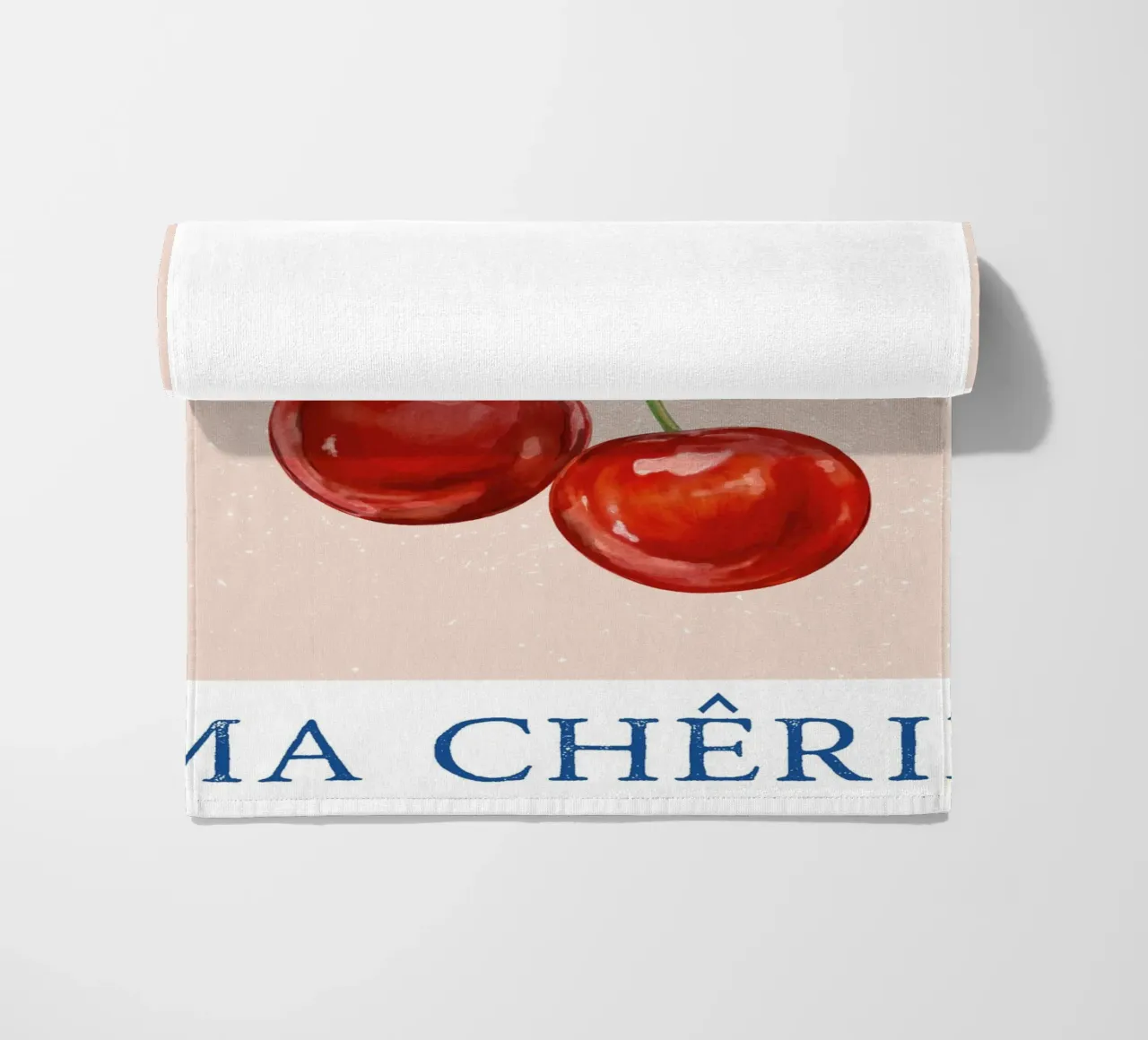Ma Cherie, tipografia, ciliegia vintage , retrò telo mare da pdigitalprints