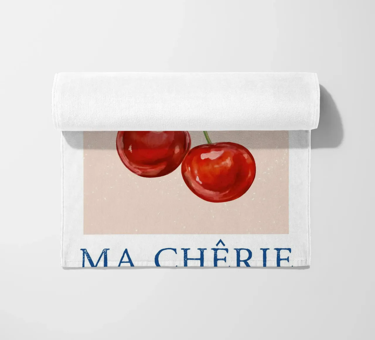 Ma Cherie, tipografia, ciliegia vintage , retrò telo mare da pdigitalprints