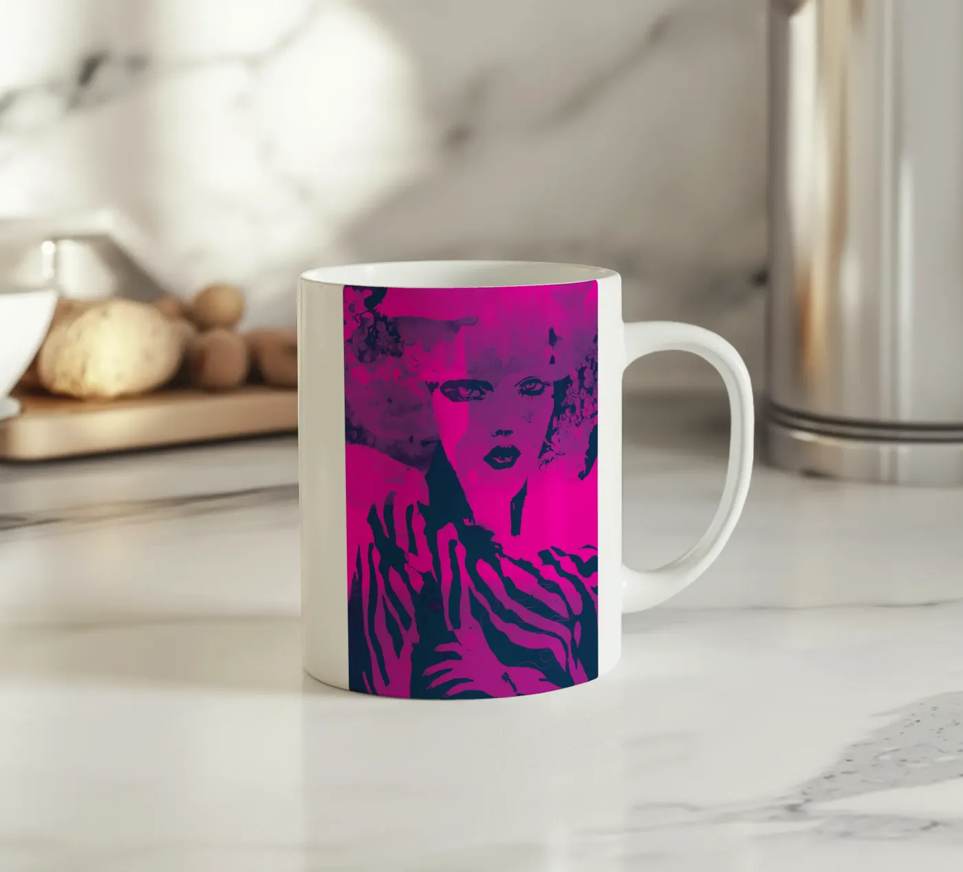 fuchsia ceramic mug by Giulio Iurissevich