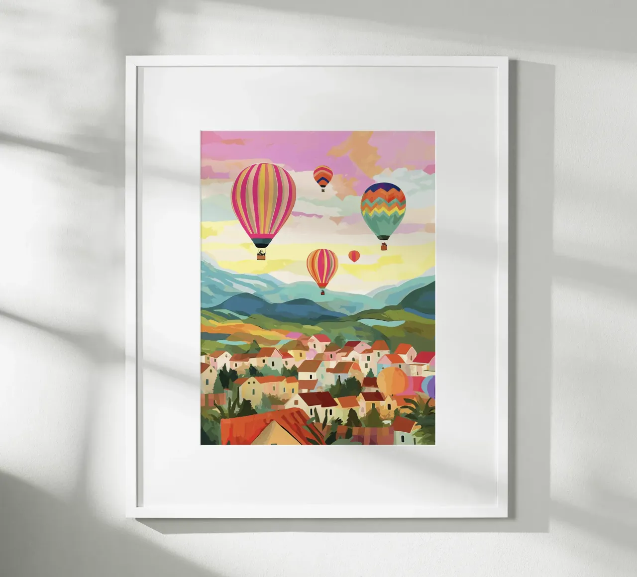 Cappadocia Turchia, Mongolfiere, Illustrazione di viaggio poster da Peaches Art Prints