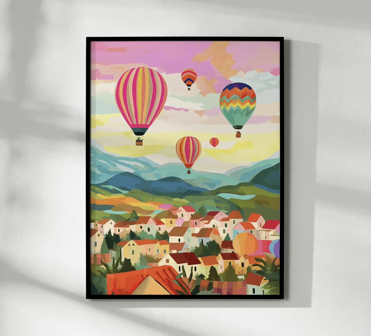 Cappadocia Turchia, Mongolfiere, Illustrazione di viaggio poster da Peaches Art Prints