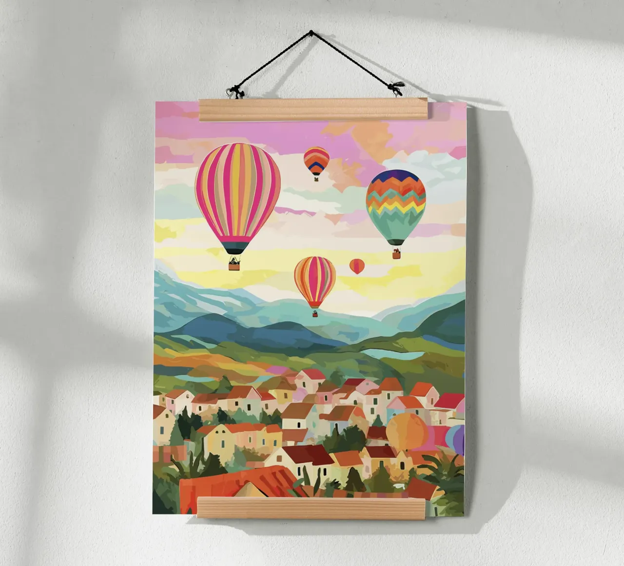 Cappadocia Turchia, Mongolfiere, Illustrazione di viaggio poster da Peaches Art Prints