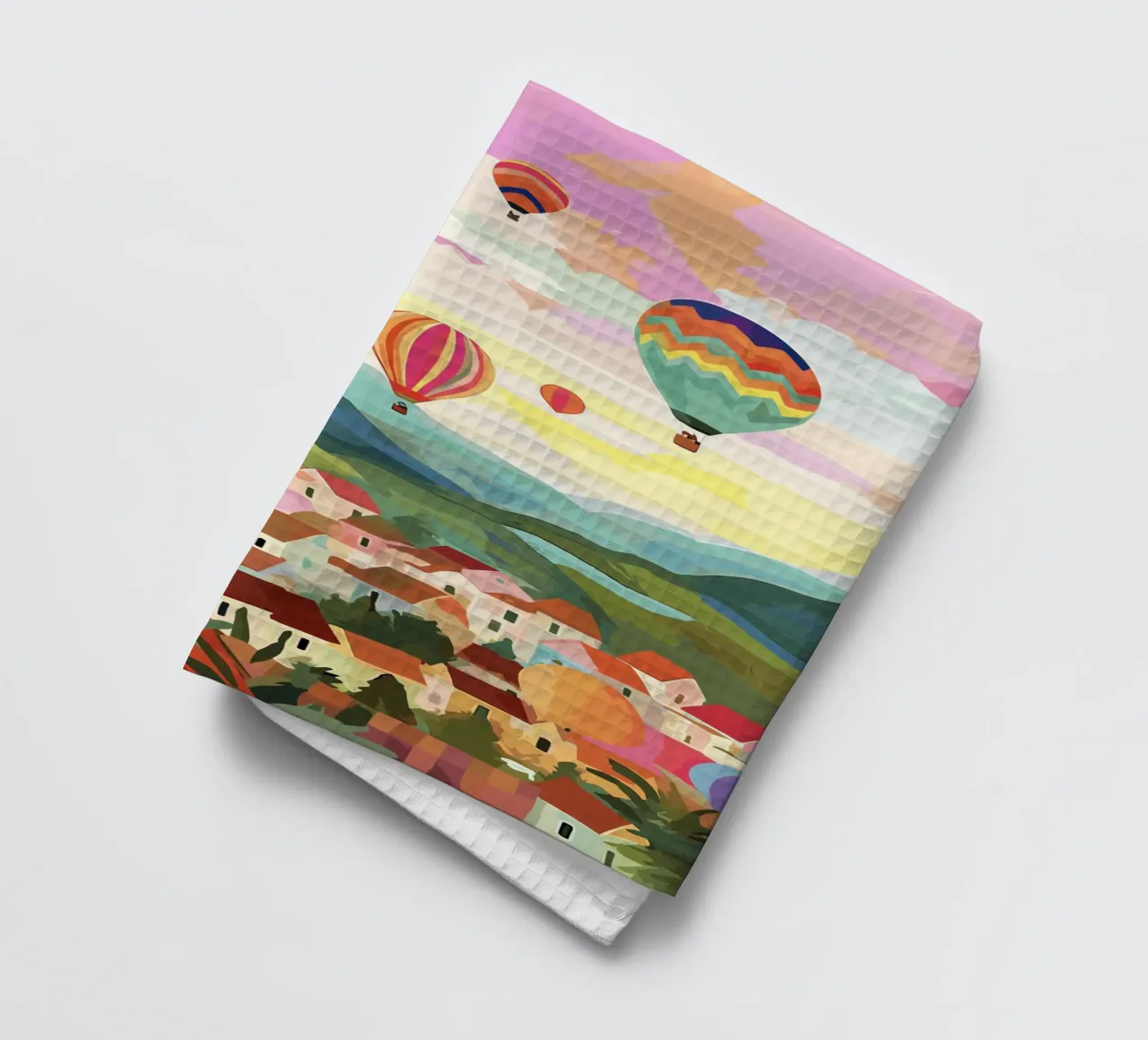 Cappadocia Turchia, Mongolfiere, Illustrazione di viaggio canovaccio da cucina da Peaches Art Prints