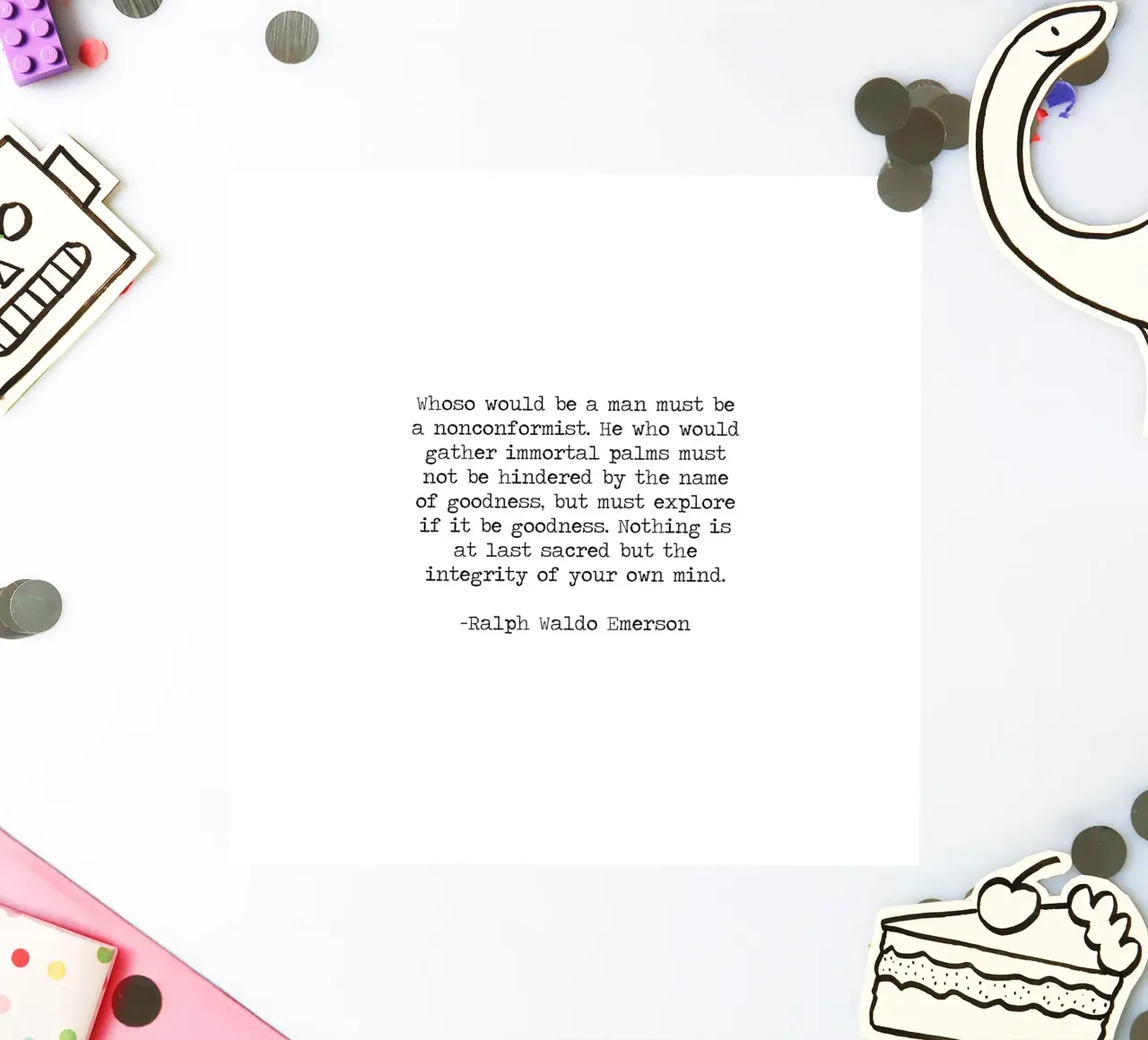 Sé un inconformista la integridad es sagrada, Ralph Waldo Emerson pegatina de Summer Soul Co. - Quotes