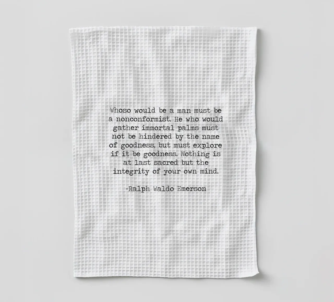 Wees een non-conformist integriteit is heilig, Ralph Waldo Emerson theedoek van Summer Soul Co. - Quotes