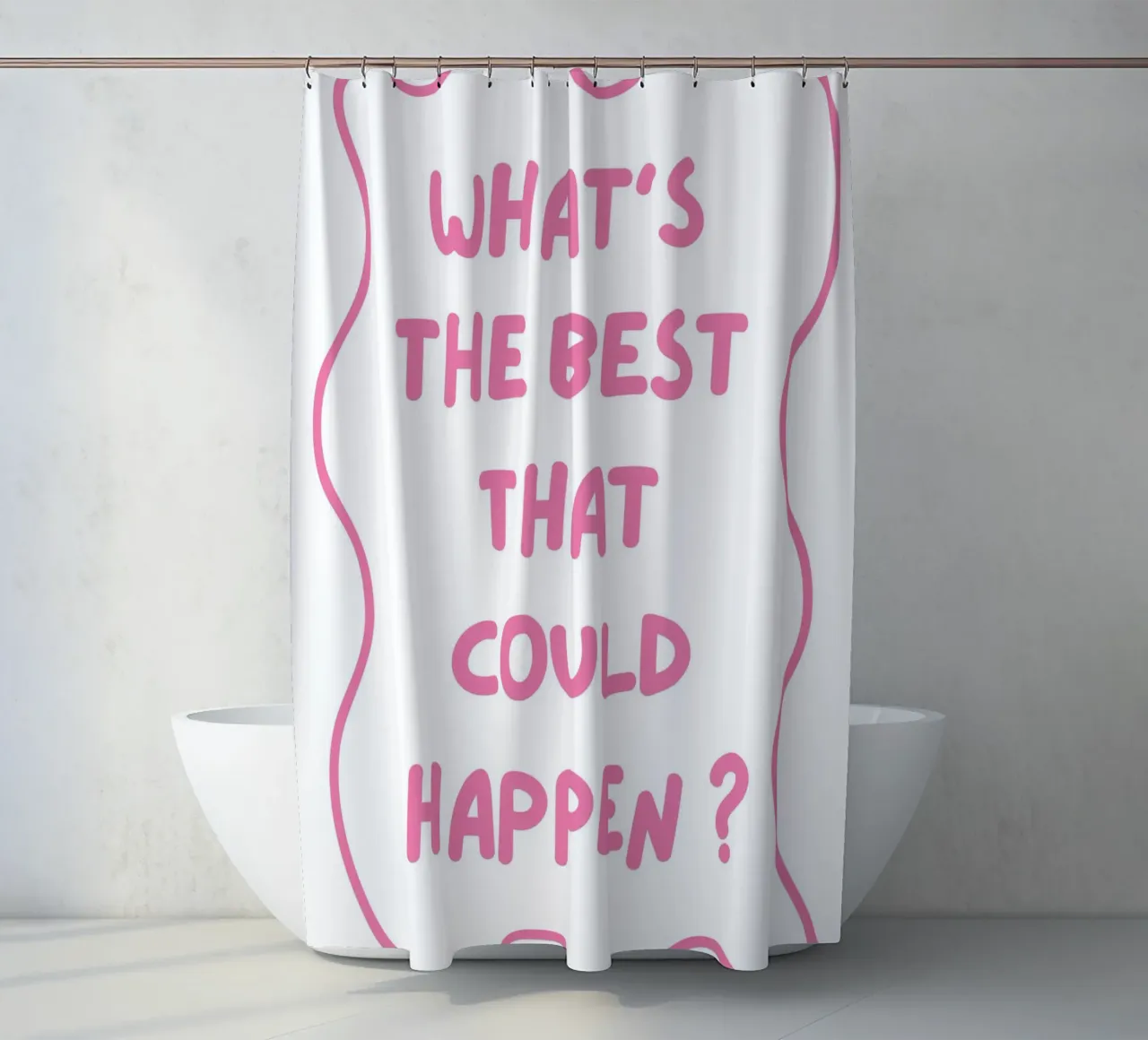 Was ist das Beste, was passieren kann, Typografie, positiv Duschvorhang von pdigitalprints