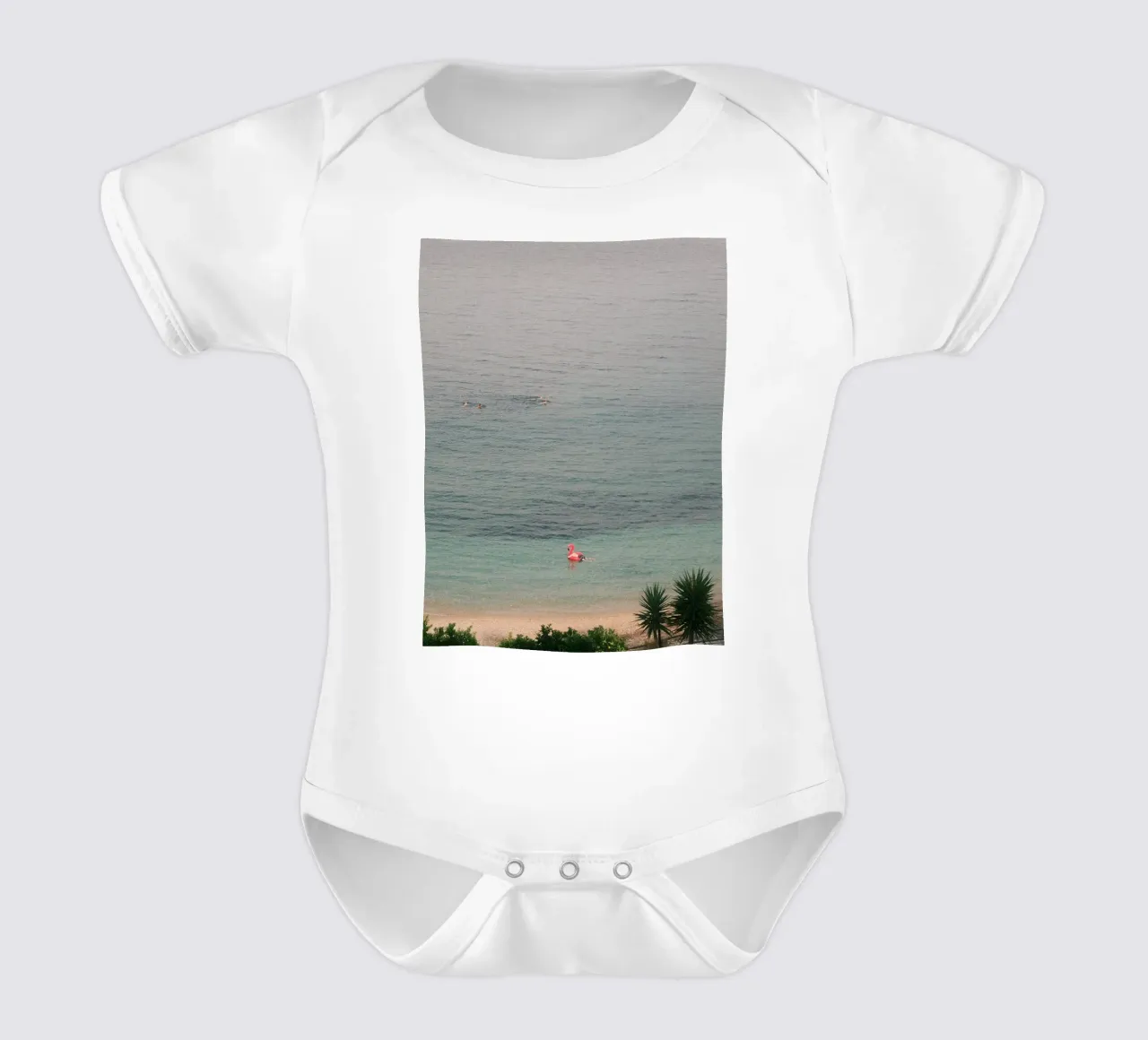 Pink Flamingo Float body neonato maniche corte da FujiPrints