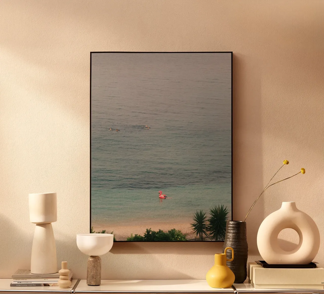 Pink Flamingo Float alluminio dibond da FujiPrints