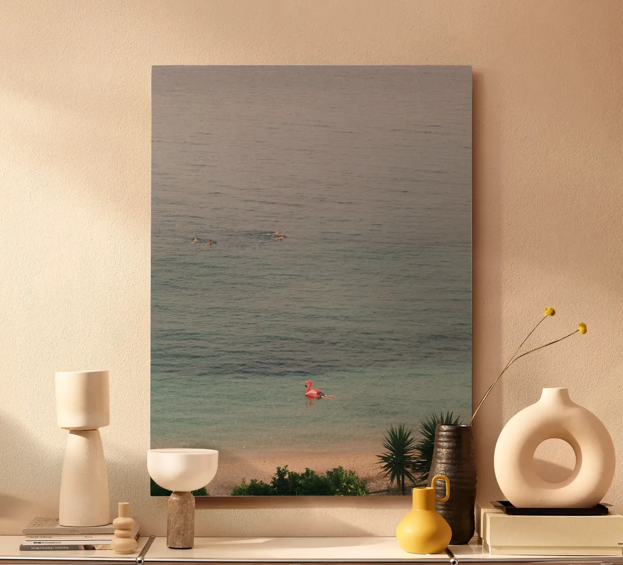 Pink Flamingo Float alluminio dibond da FujiPrints