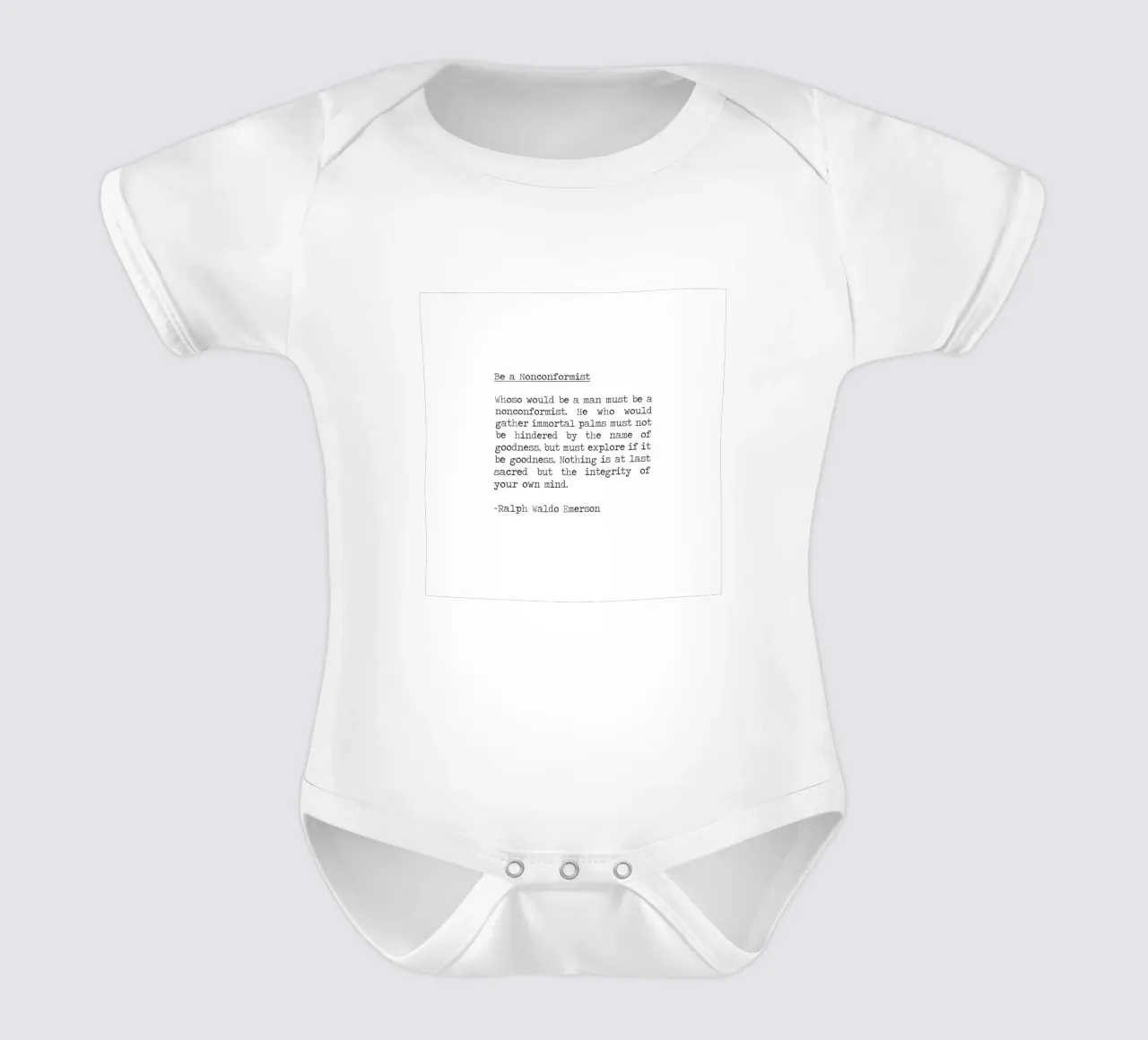 Wees een non-conformist integriteit is heilig, Ralph Waldo Emerson babyrompertje korte mouwen van Summer Soul Co. - Quotes