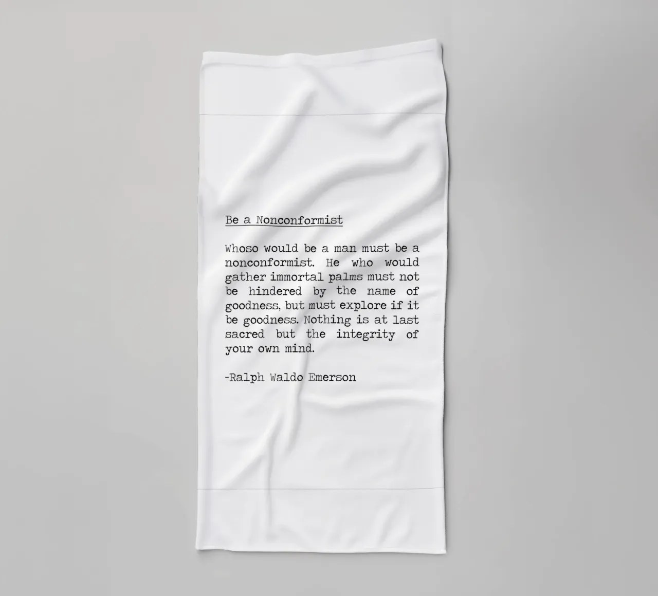 Wees een non-conformist integriteit is heilig, Ralph Waldo Emerson badhanddoek van Summer Soul Co. - Quotes