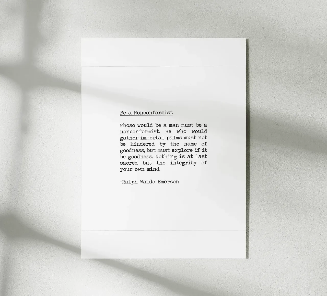 Sé un inconformista la integridad es sagrada, Ralph Waldo Emerson metacrilato de Summer Soul Co. - Quotes