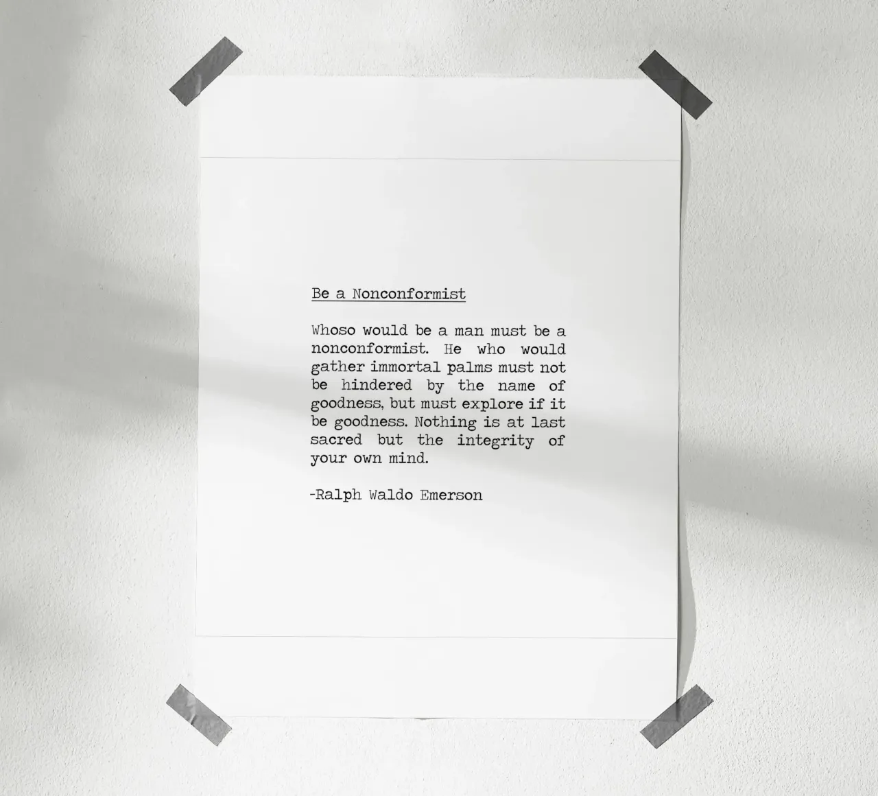 Wees een non-conformist integriteit is heilig, Ralph Waldo Emerson hahnemühle van Summer Soul Co. - Quotes