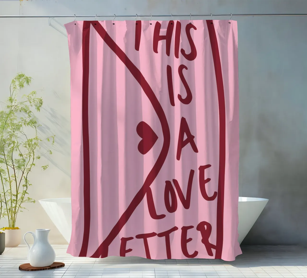 This is a Love Letter, Valentines day shower curtain by pdigitalprints