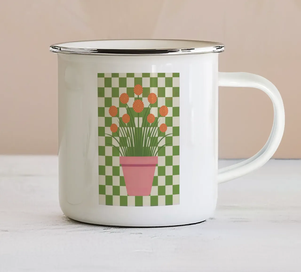 Fiori in vaso tazza in smalto da logic