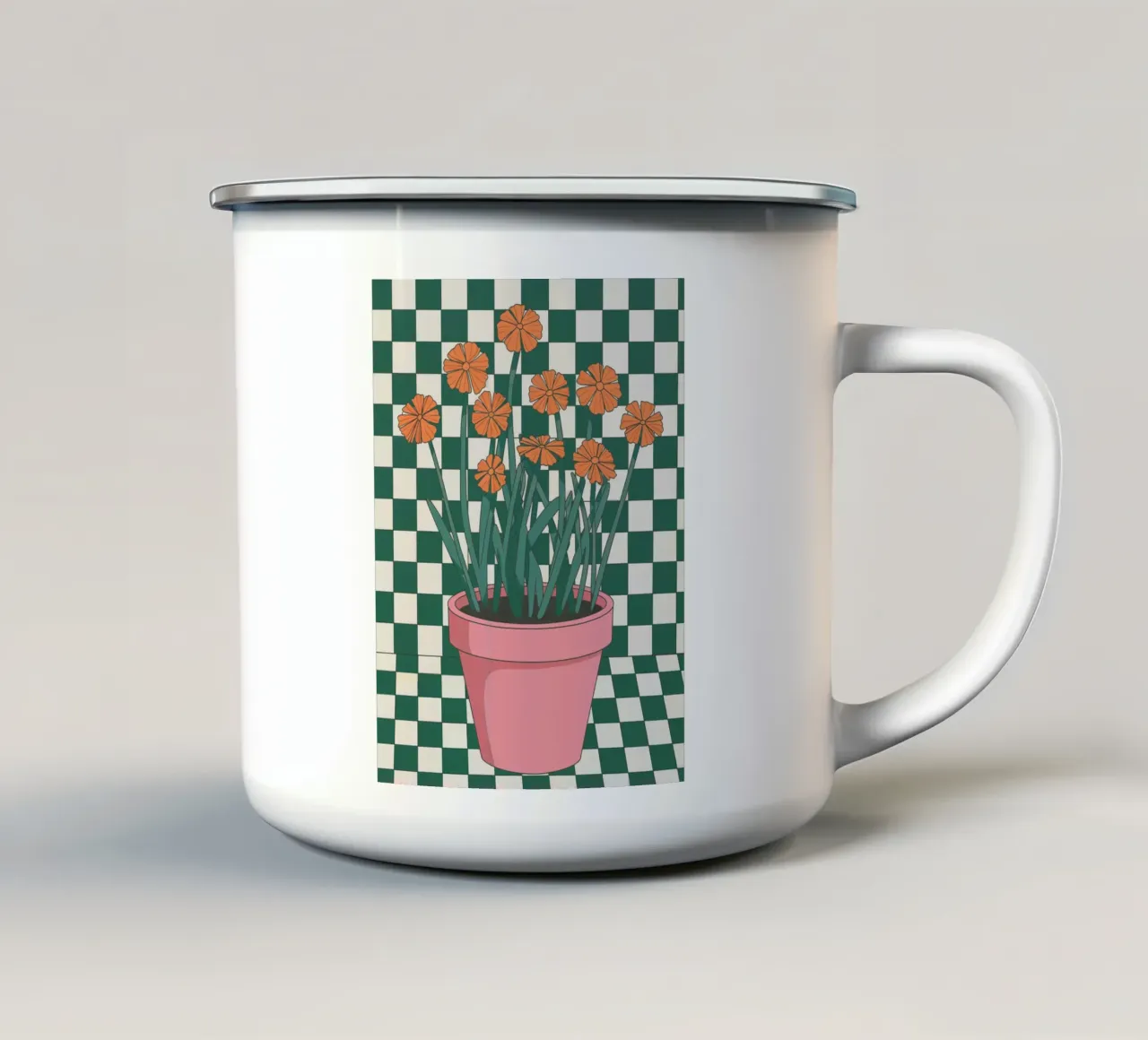 Fiore in vaso tazza in smalto da logic