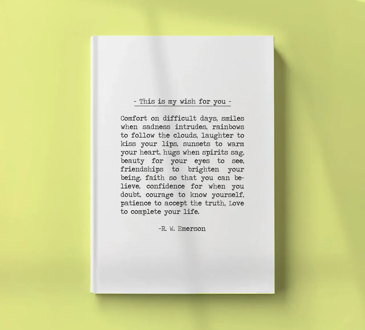 This is my wish for you, comfort smiles, Ralph Waldo Emerson notebook by Summer Soul Co. - Quotes