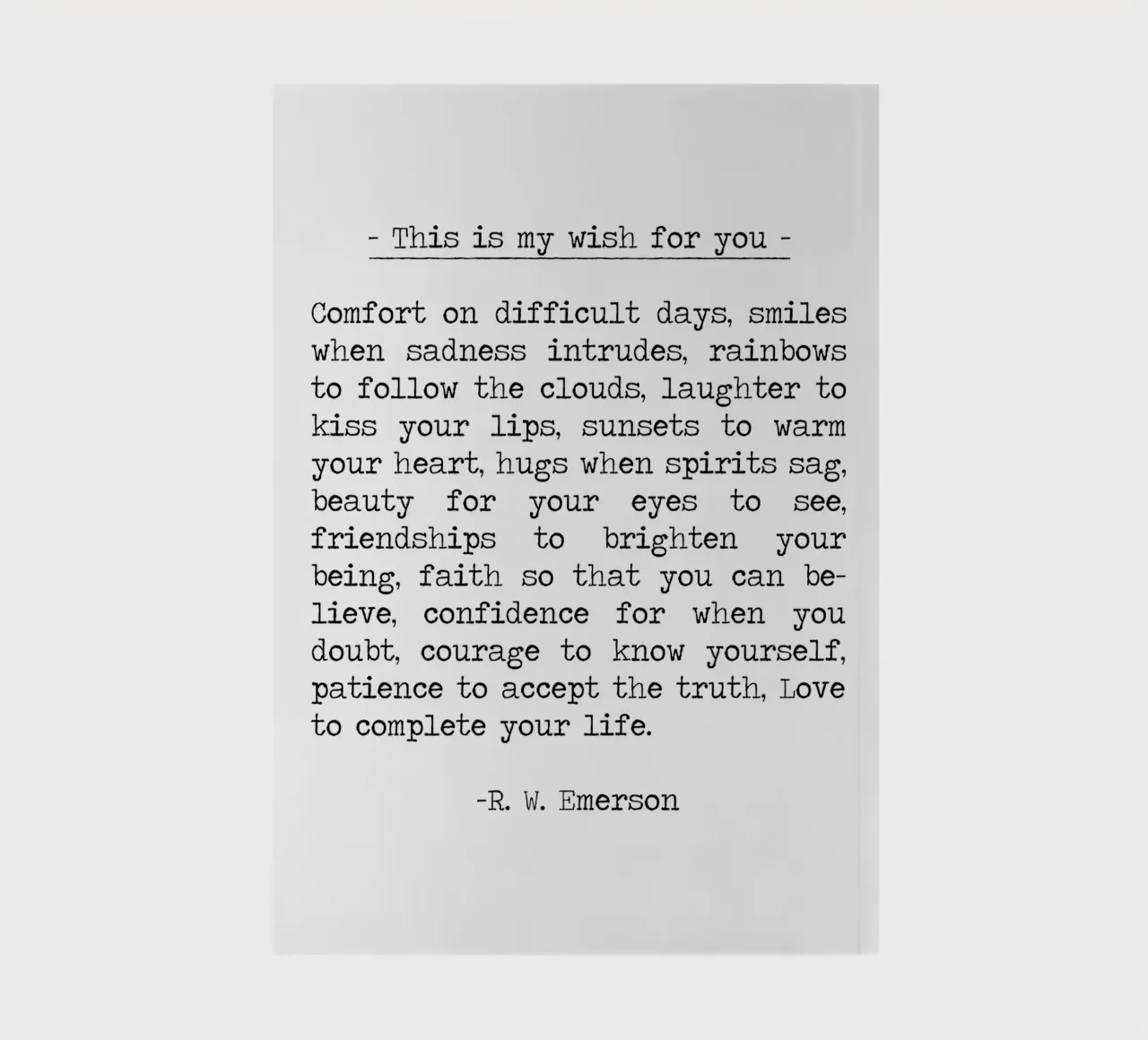 This is my wish for you, comfort smiles, Ralph Waldo Emerson notebook by Summer Soul Co. - Quotes