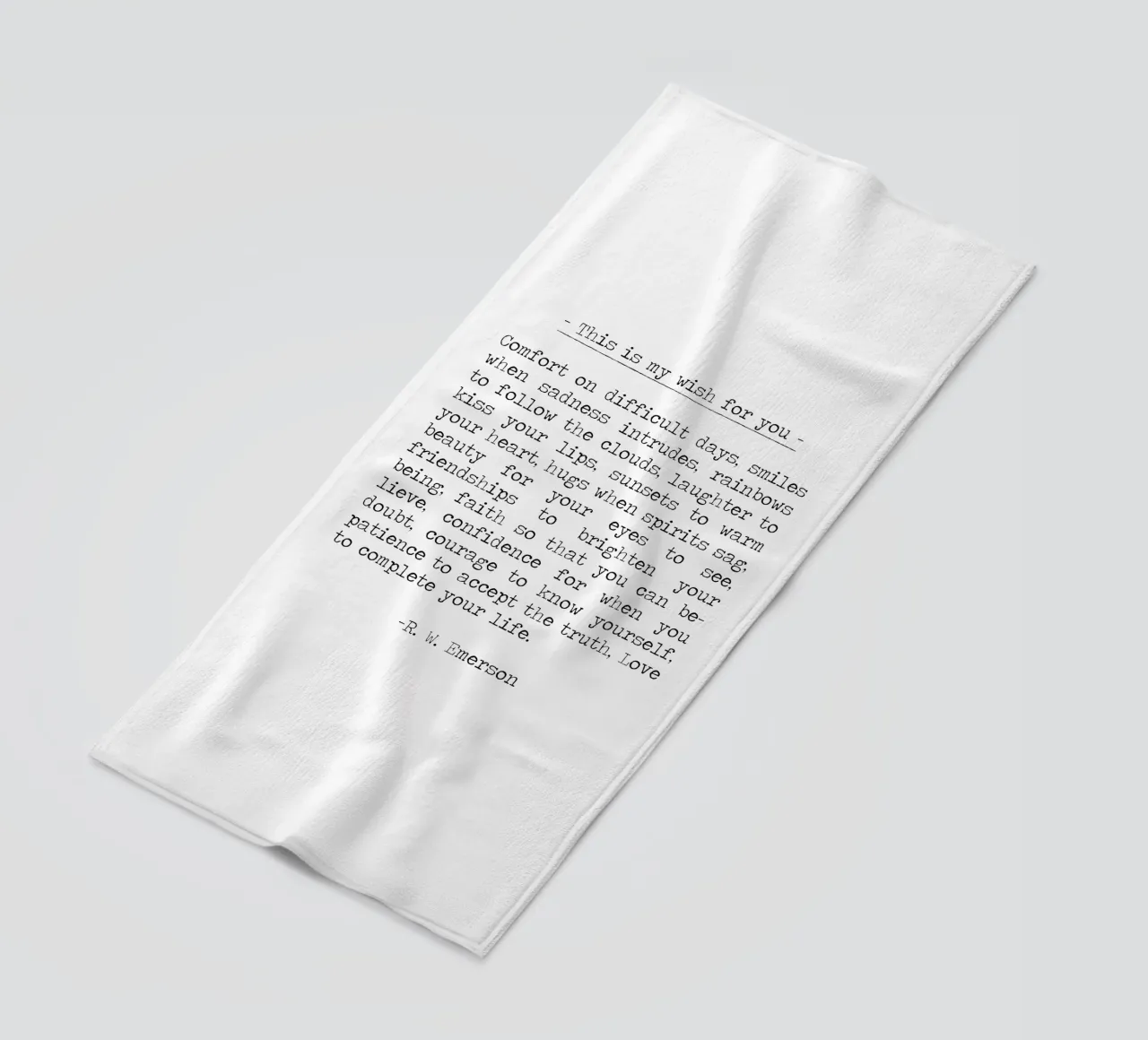 Questo è il mio augurio per voi, sorrisi di conforto, Ralph Waldo Emerson telo mare da Summer Soul Co. - Quotes