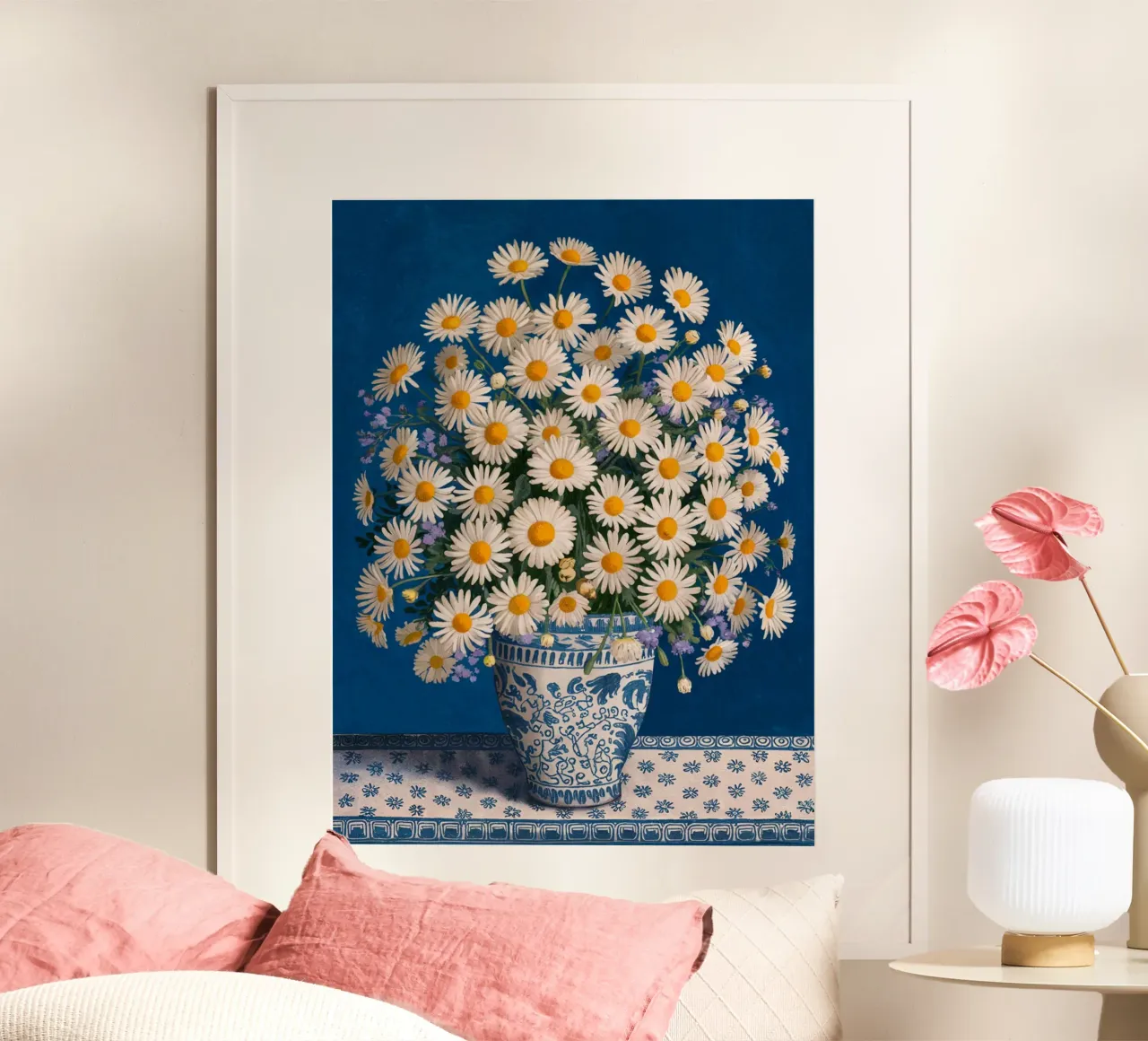 Margherite in un vaso poster con telaio in alluminio da logic