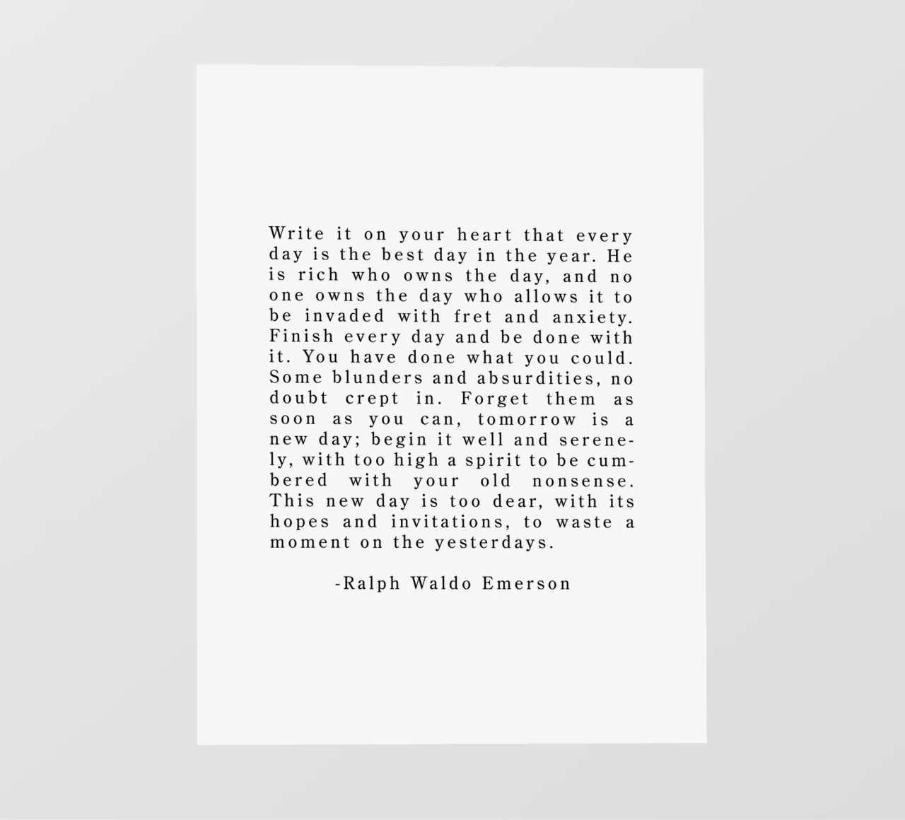 Write it on your heart everyday - Ralph Waldo Emerson quote photo wallpaper by Summer Soul Co. - Quotes