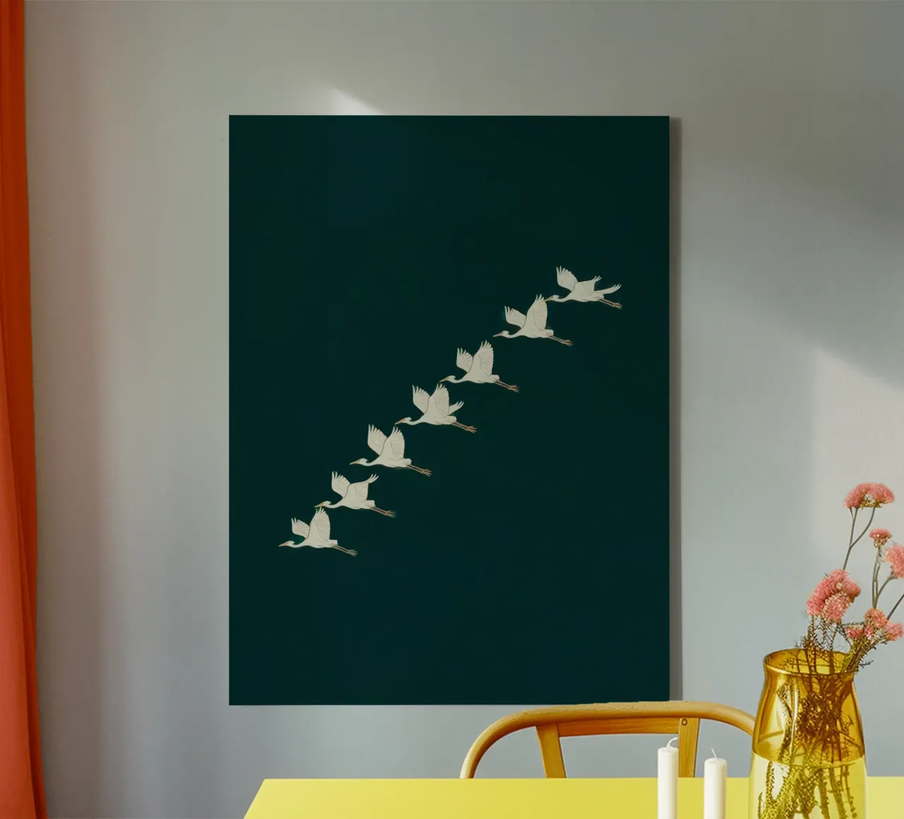 Flock Of Swans canvas with Floater frame by logic
