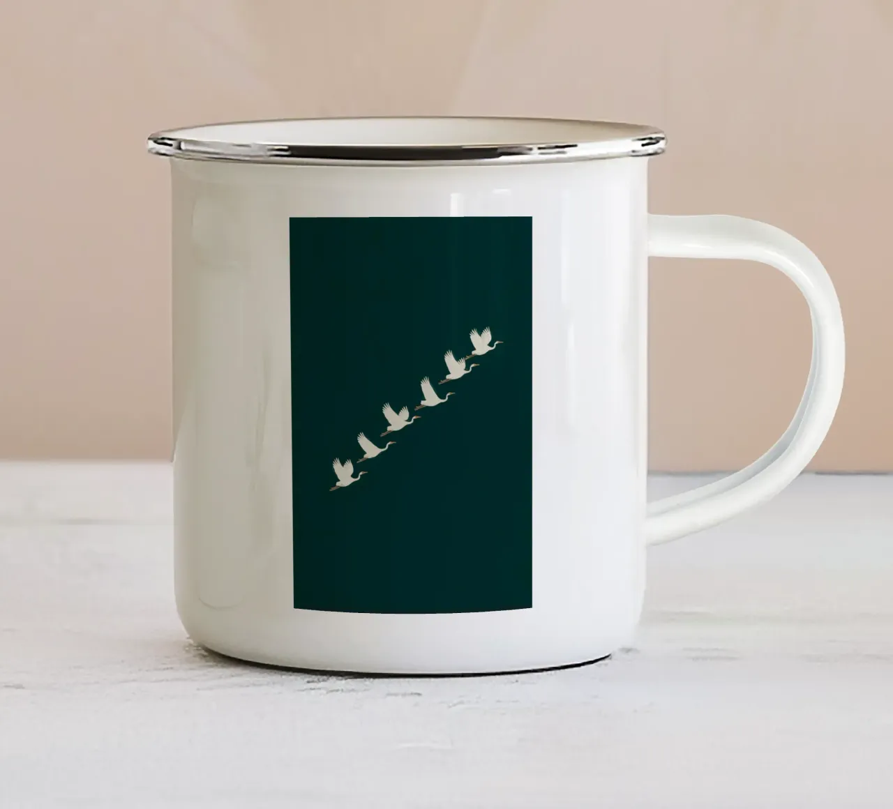 Stormo di cigni tazza in smalto da logic