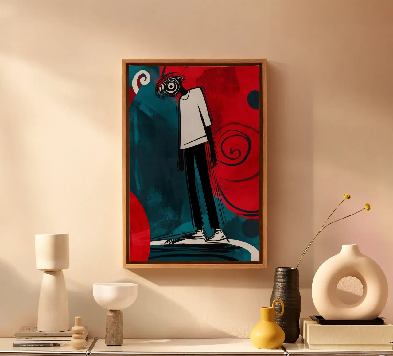 In the maelstrom of thoughts canvas with Floater frame by melipo-art
