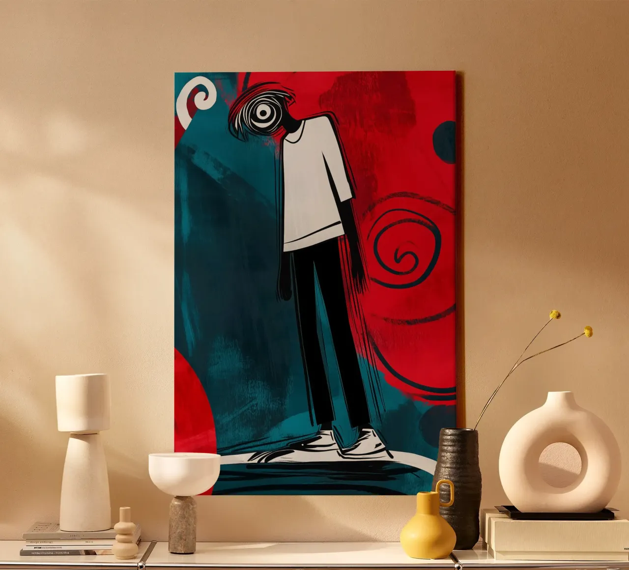 In the maelstrom of thoughts canvas with Floater frame by melipo-art
