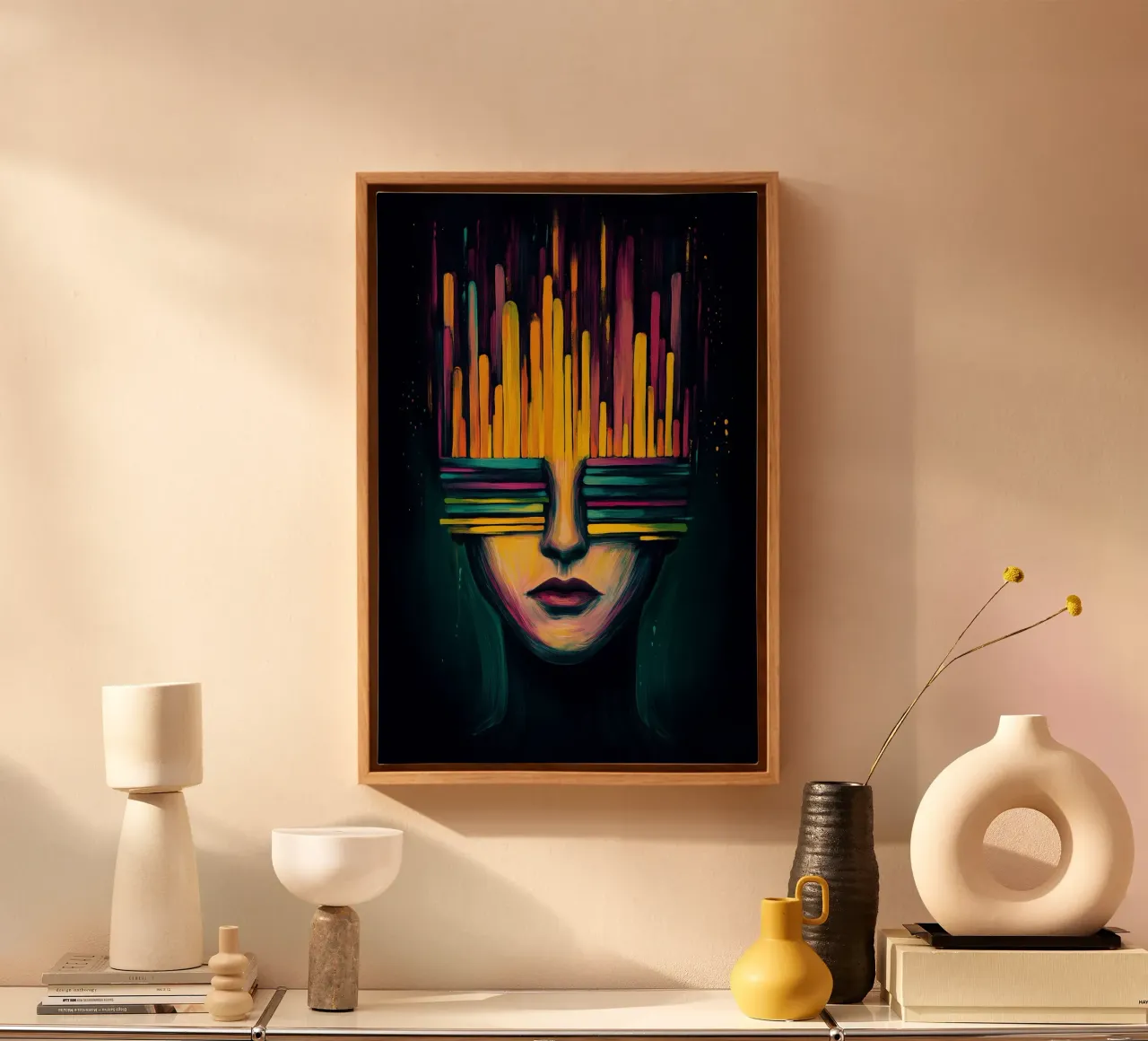 Visions of light and shadow canvas with Floater frame by melipo-art