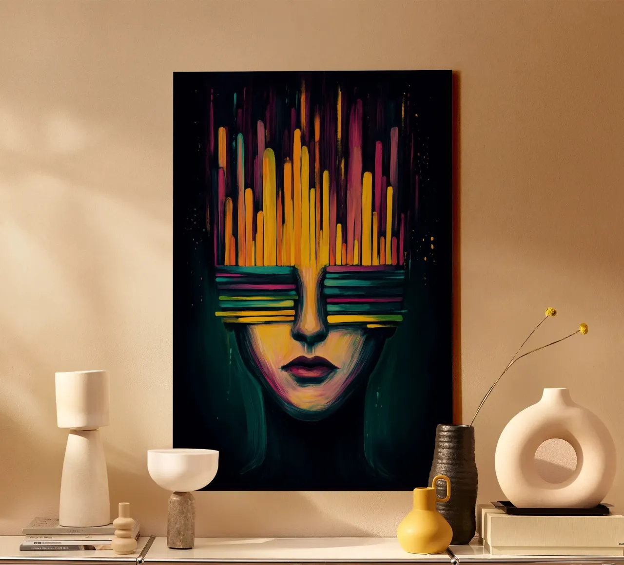 Visions of light and shadow canvas with Floater frame by melipo-art
