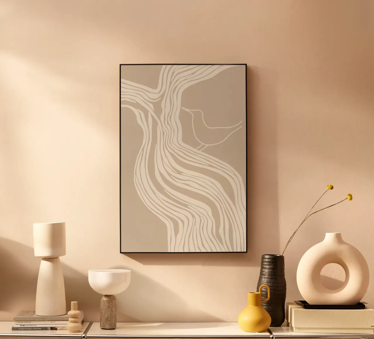 Giovane uccello su un vecchio albero | Line art plexiglass da Autofocus