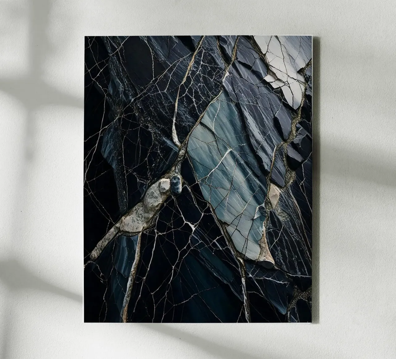 Agate stone with deep black and pastel, chakra, aura canvas by bujaboom