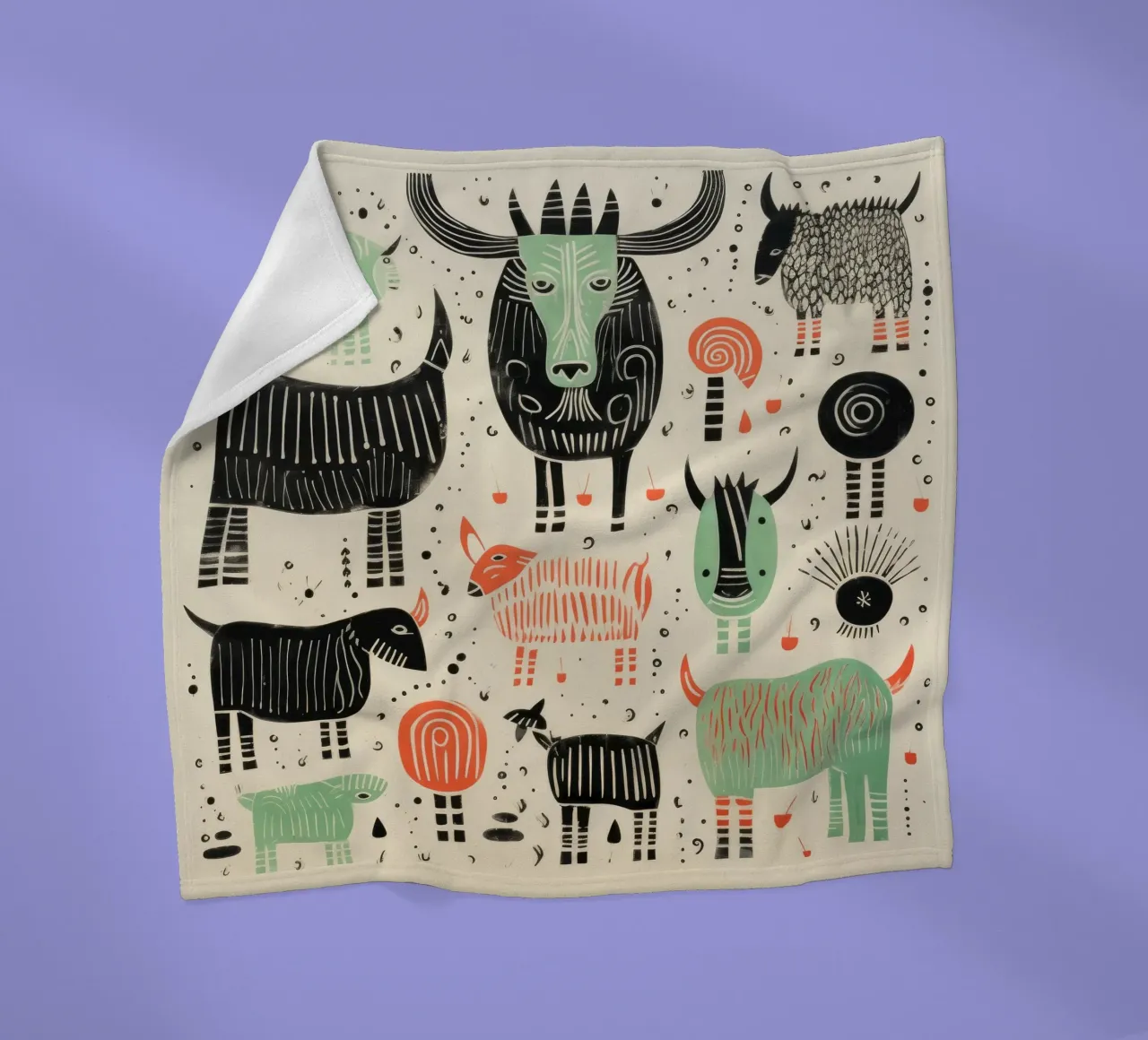 Yak verdi 2 coperta in pile da Minimal Animal Art