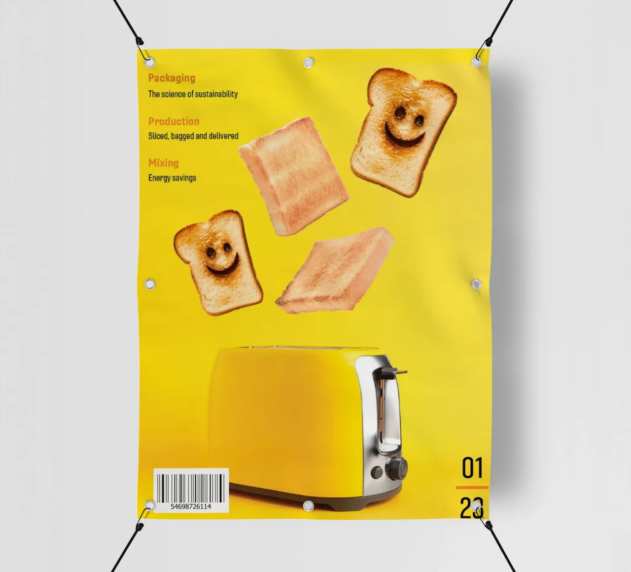Slices of toasted bread with smiling faces telo in pvc da ramosashop