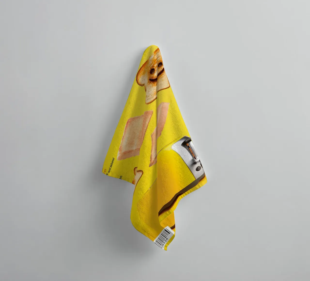 Slices of toasted bread with smiling faces towel by ramosashop