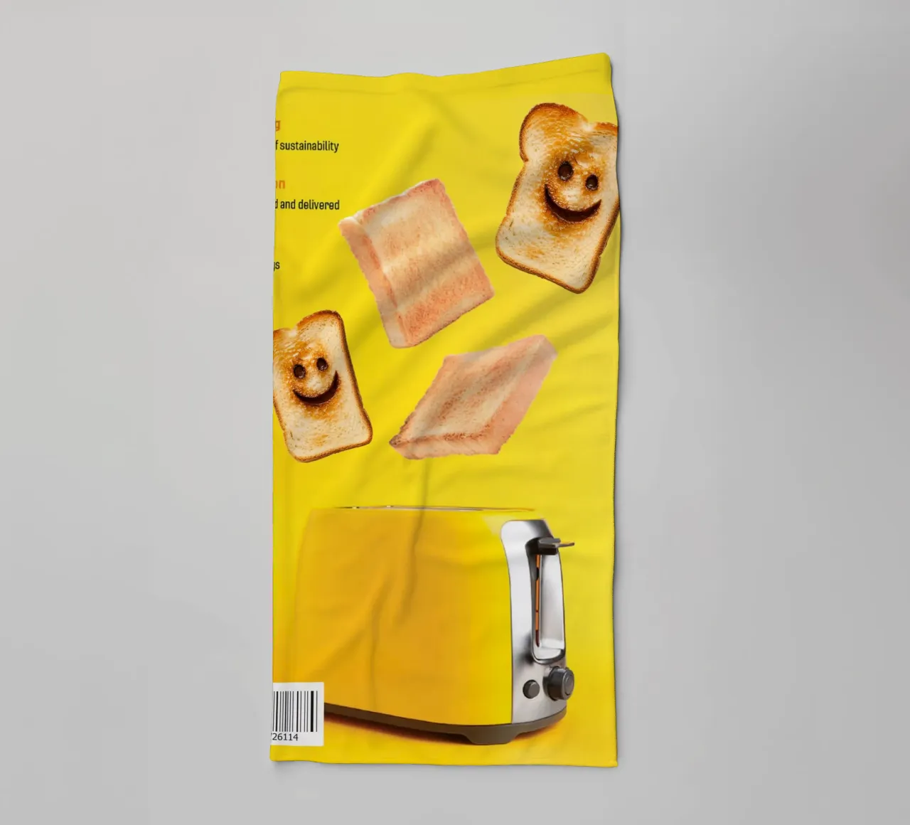 Slices of toasted bread with smiling faces towel by ramosashop