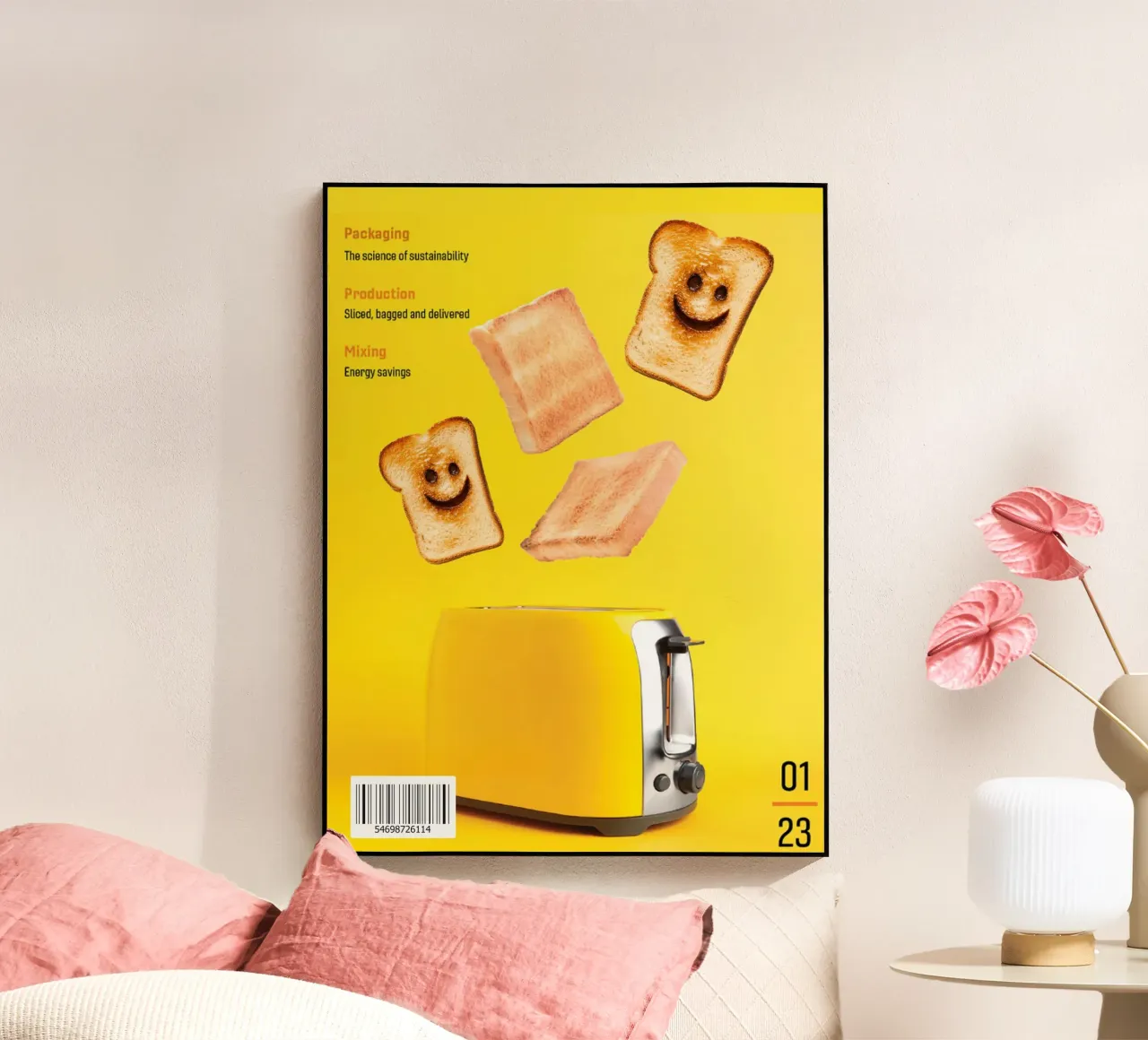 Slices of toasted bread with smiling faces plexiglass da ramosashop