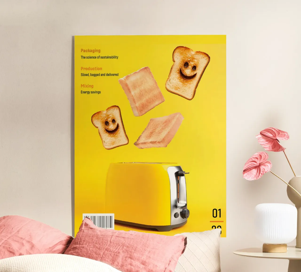 Slices of toasted bread with smiling faces plexiglass da ramosashop