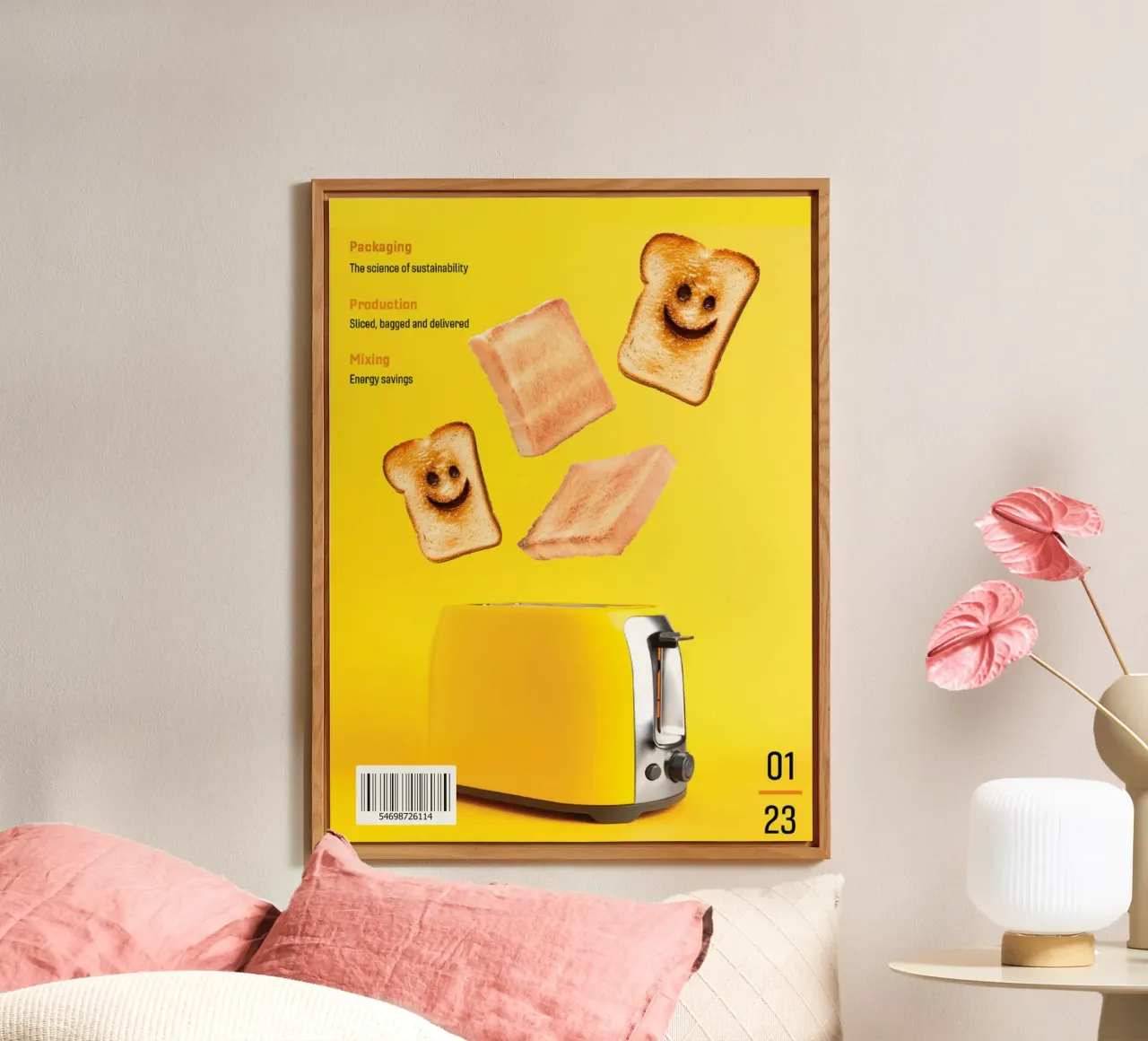 Slices of toasted bread with smiling faces alluminio dibond da ramosashop