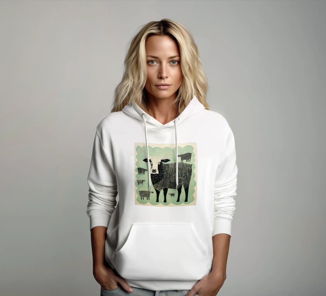 Yak verdi 4 felpa con cappuccio da Minimal Animal Art