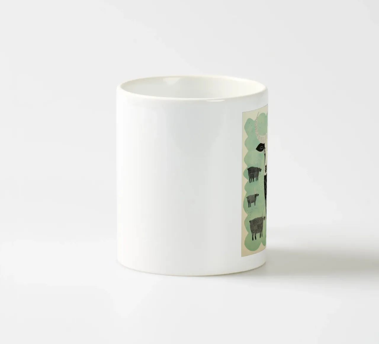 Green Yaks 4 ceramic mug by Minimal Animal Art
