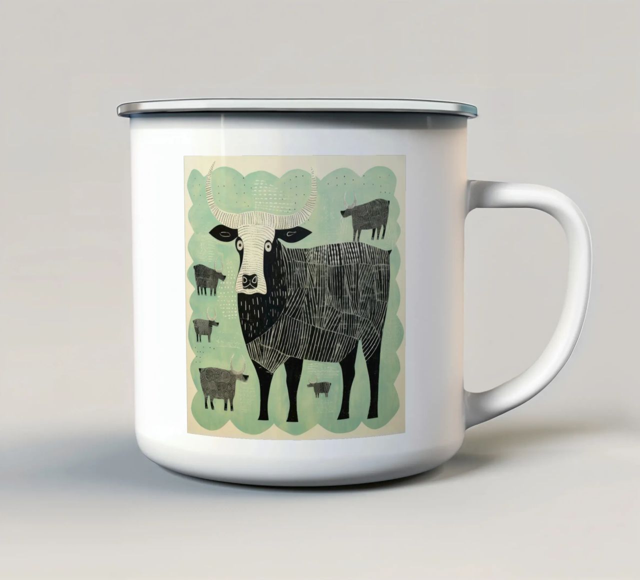 Yak verdi 4 tazza in smalto da Minimal Animal Art