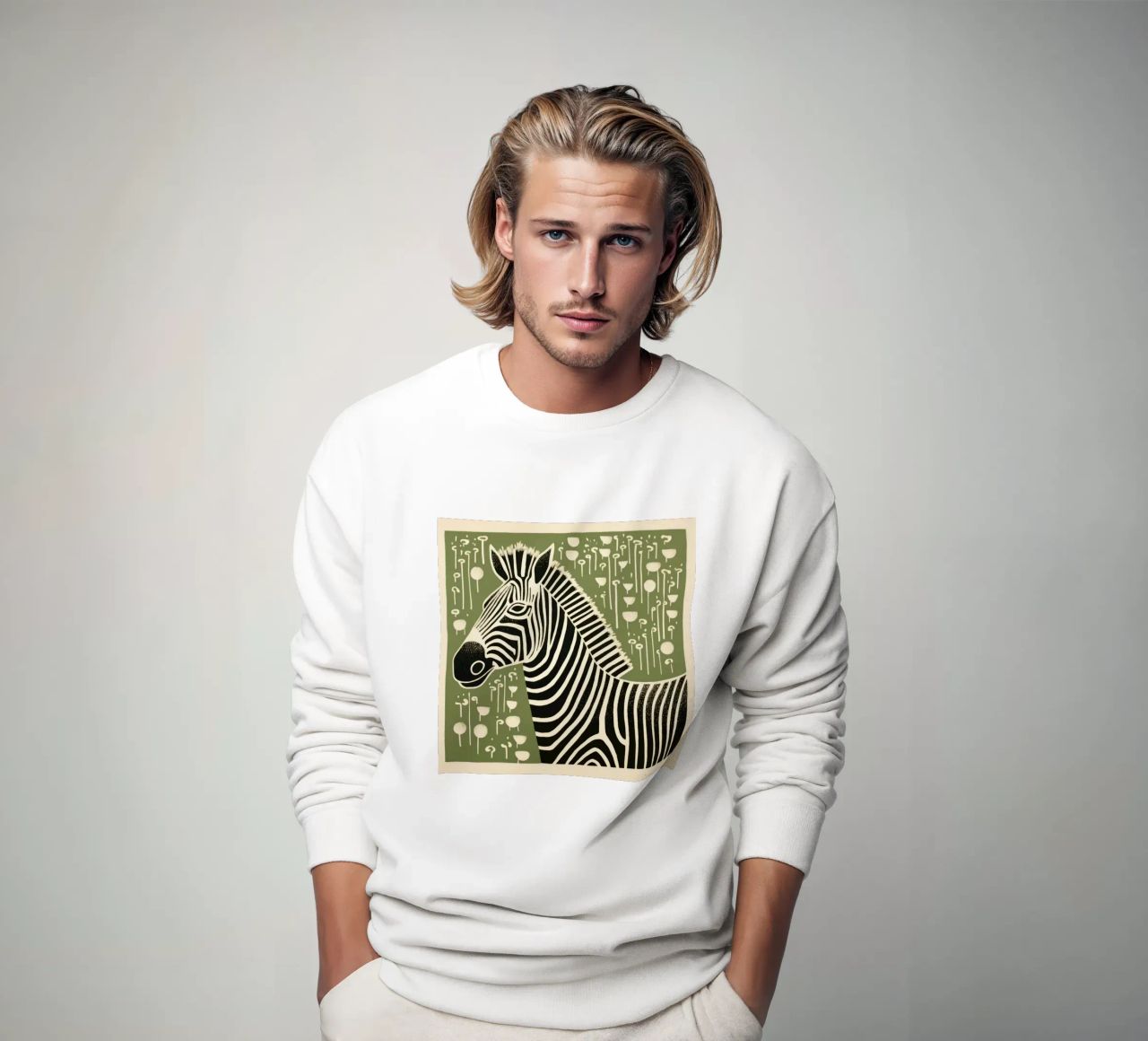 Zebra verde 1 felpa da Minimal Animal Art